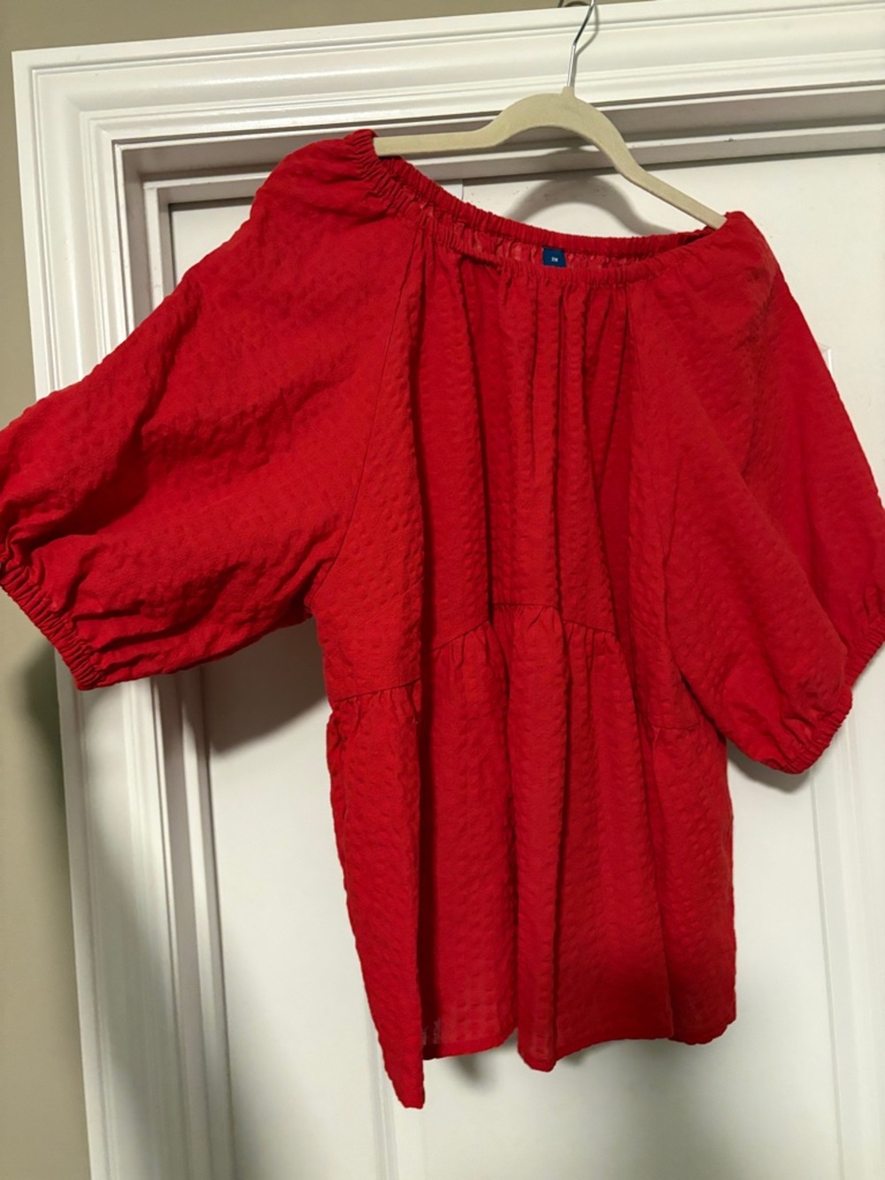 Red Women's Old Navy Peplum Top - Picture 2 of 4